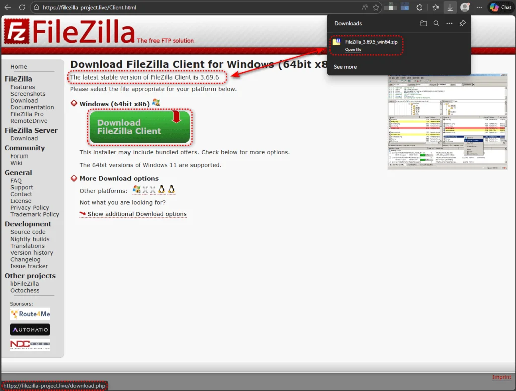 A fake FileZilla site hosts a malicious download